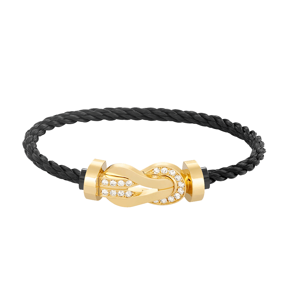 [TENDENCIAS] PULSERA GRANDE DE OCHO FIGURAS CON HEBILLA Y MEDIO DIAMANTES DE CHANCE EN ORO