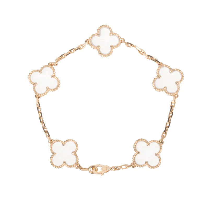 [TENDENCIAS] PULSERA DE ORO ROSA CON CRISTAL DE ROCA Y MOTIVO TRÉBOL 5