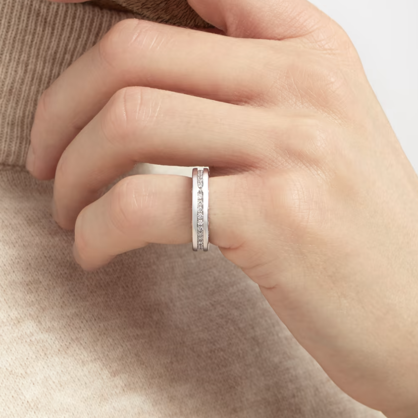 [TENDENCIAS] DIAMANTES PAVÉ DE UNA BANDA CERO 1 EN EL ANILLO ESPIRAL