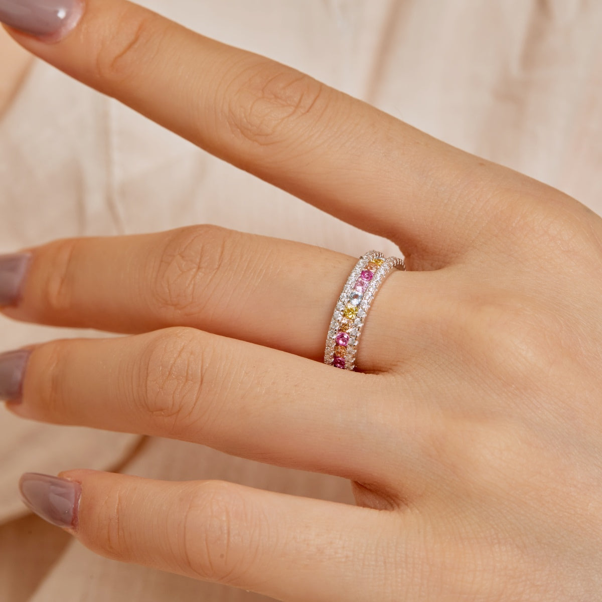 [XXX]Delicate Colorful Round Cut Daily Ring