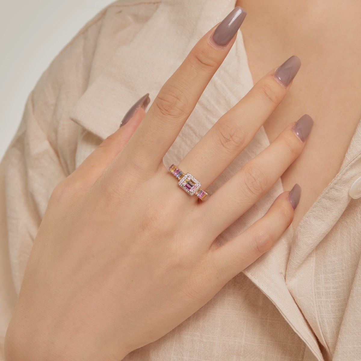 [XXX]Exquisite Colorful Radiant Cut Party Ring