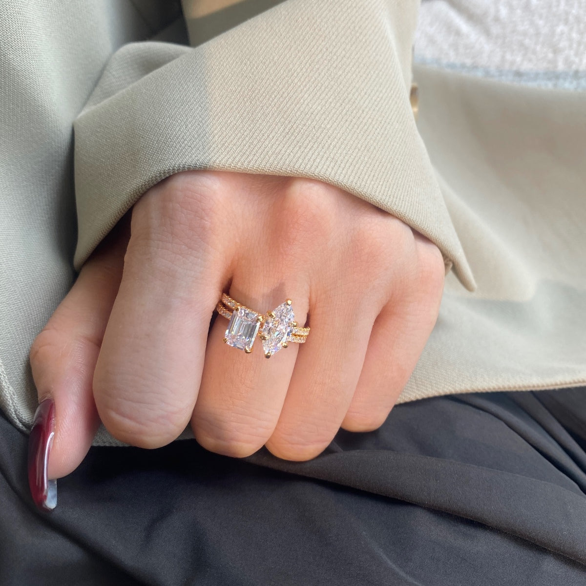 [XXX]Bague de fête scintillante et ornée de 2,0 carats à coupe radiante