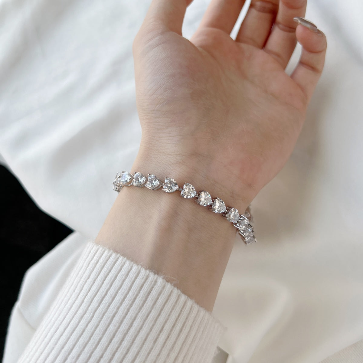 [XXX]Bracelet d'amoureux élégant et romantique en forme de cœur de 0,75 carat