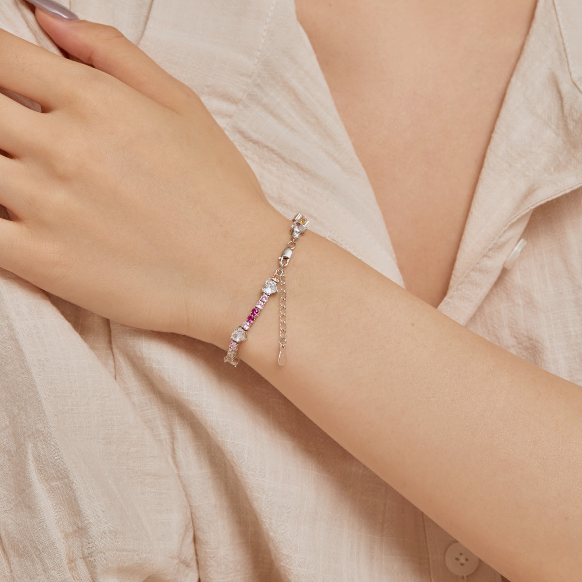 [XXX]Pulsera romántica con forma de corazón y corte redondo