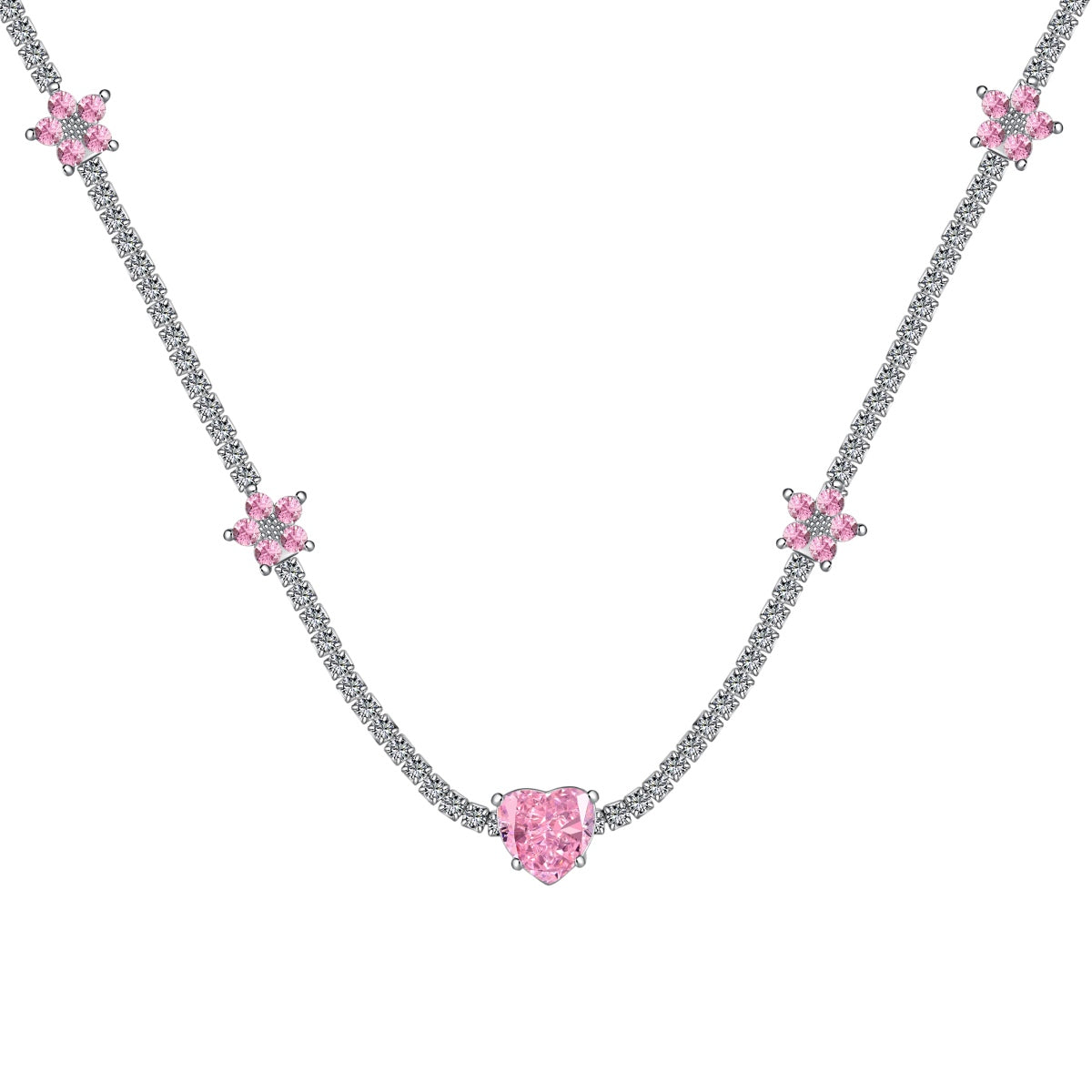 [XXX]Collar de flores con forma de corazón de color rosa deslumbrante