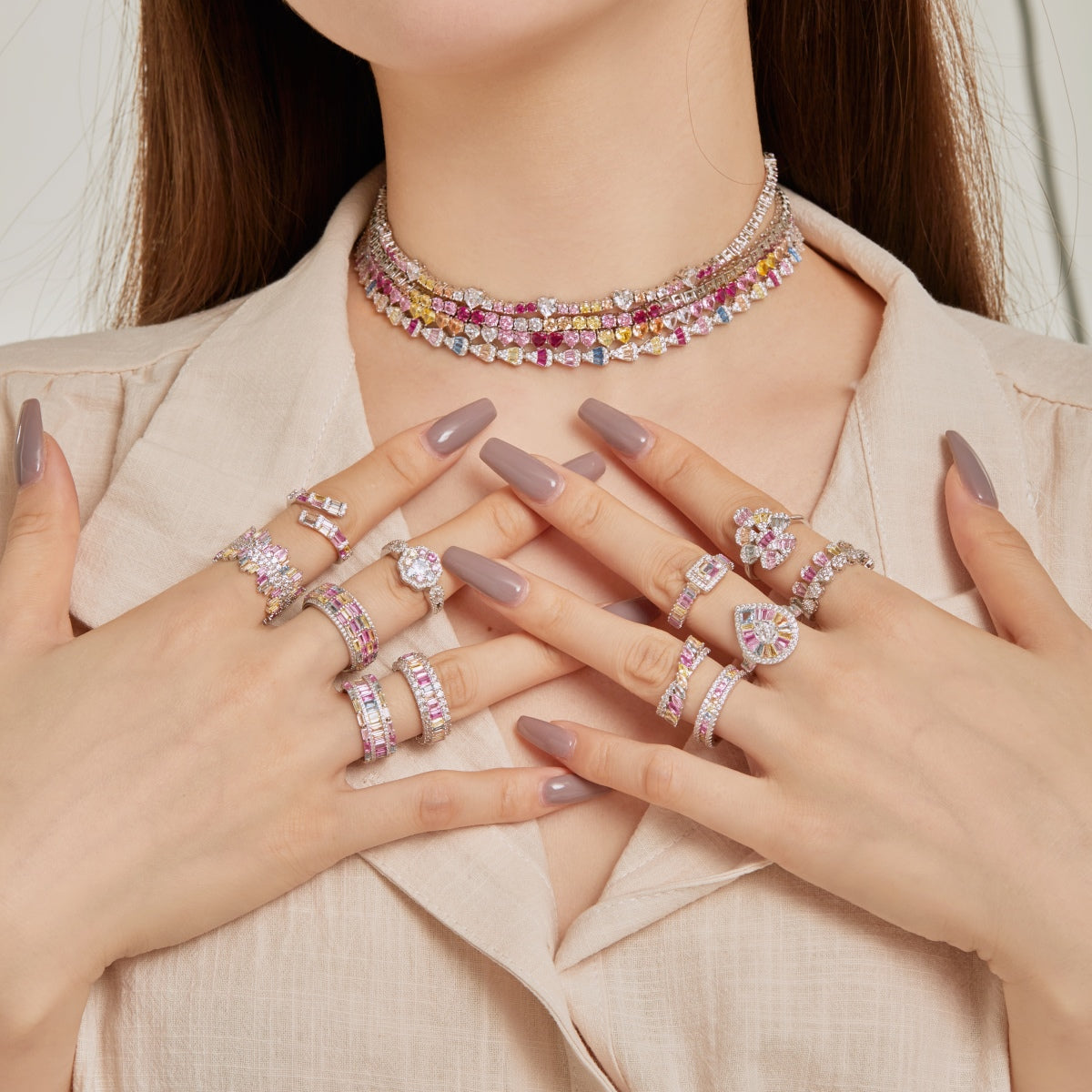 [XXX] Elegante anillo de banquete con forma de gota de agua de colores