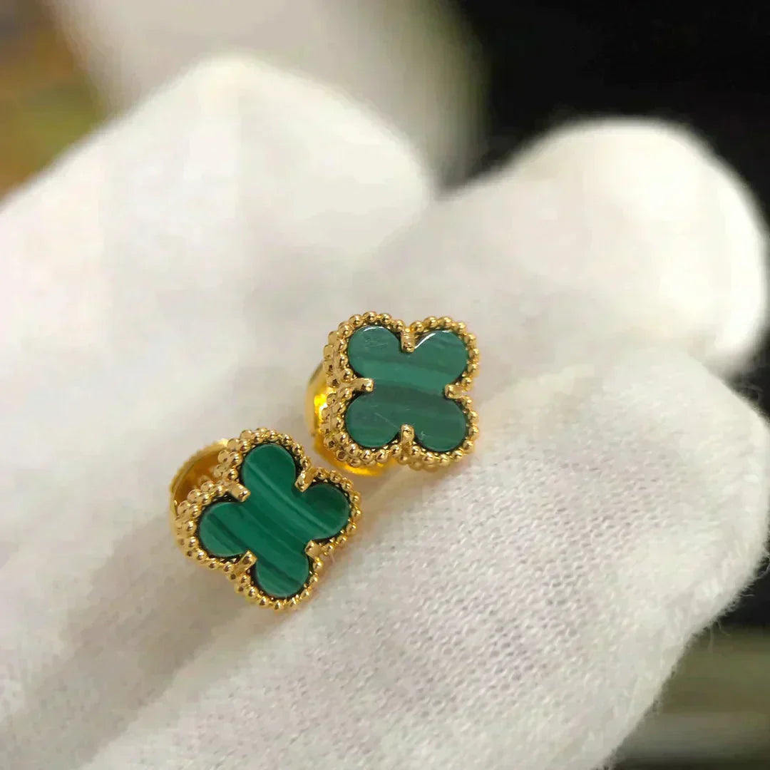 [TENDENCIAS]PENDIENTES MINI CLOVER DE MALAQUITA DE 9,5 MM