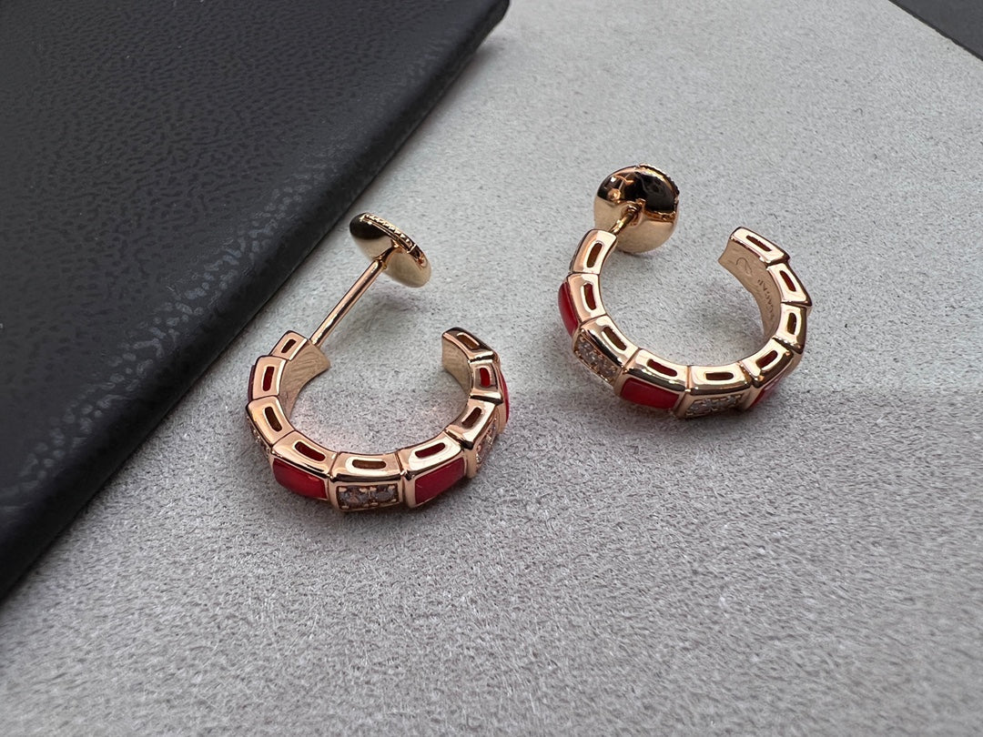 [TENDENCIAS]PENDIENTES SERPENTI CORNALINA ORO ROSA