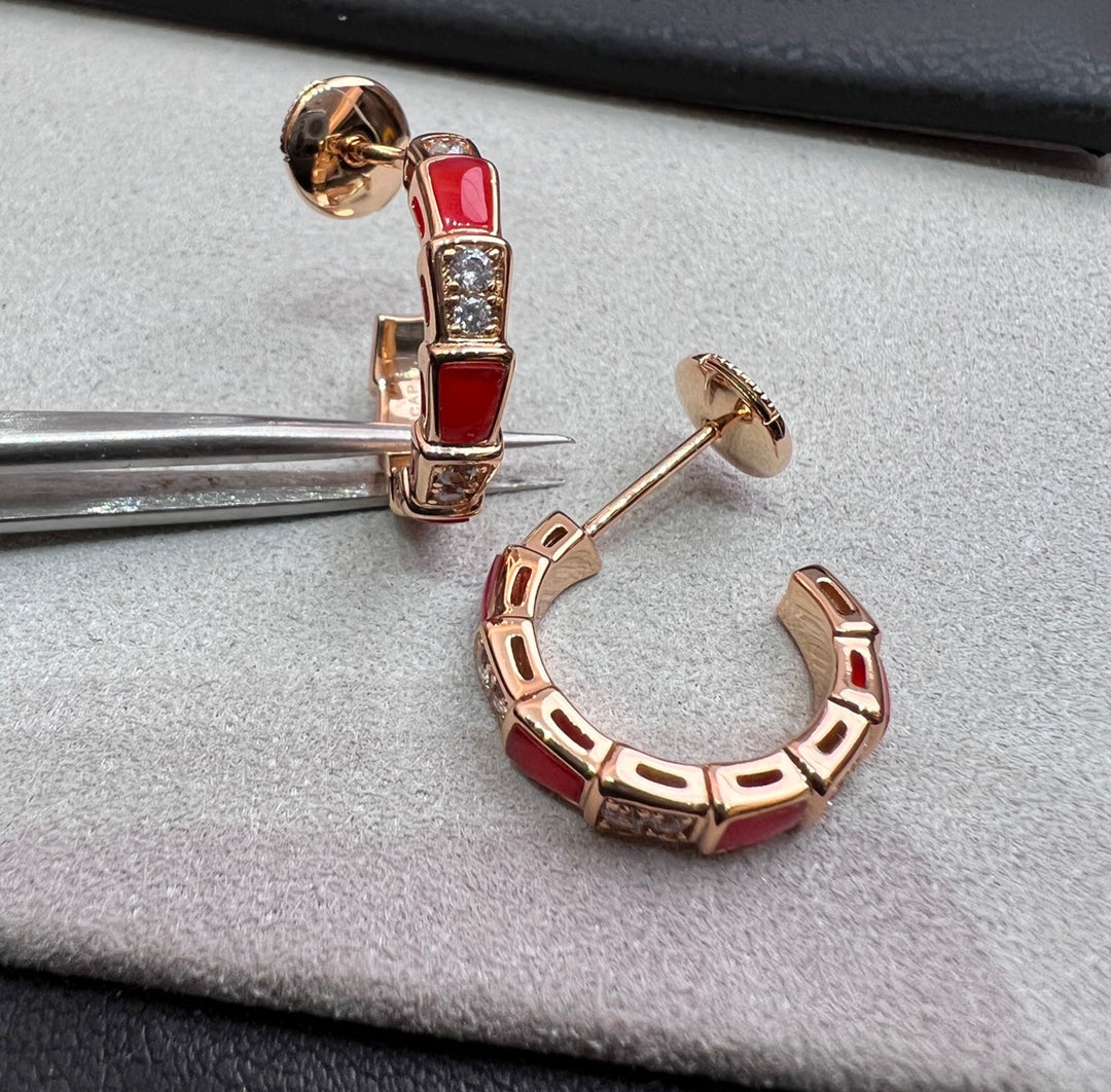 [TENDENCIAS]PENDIENTES SERPENTI CORNALINA ORO ROSA