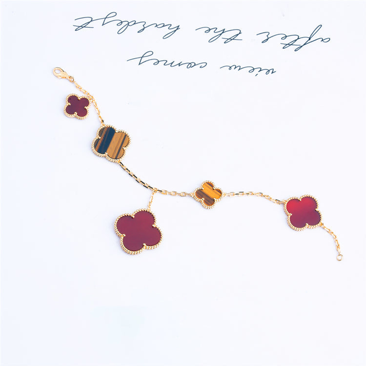 [TRENDS]CLOVER BRACELET 5 MOTIFS CARNELIAN TIGER EYE