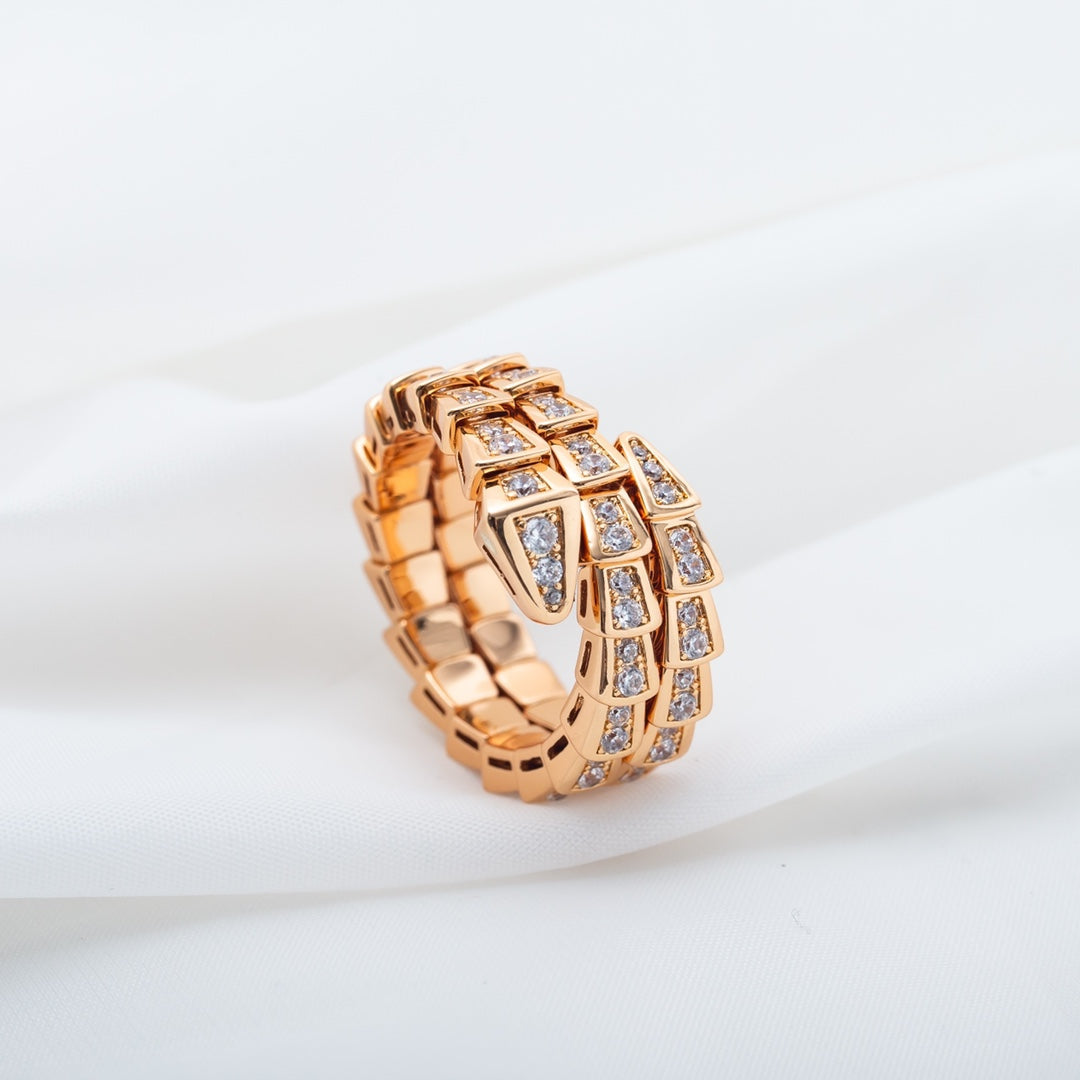 [TENDANCES]BAGUE SERPENTI OR ROSE DIAMANT DOUBLE RANGÉE