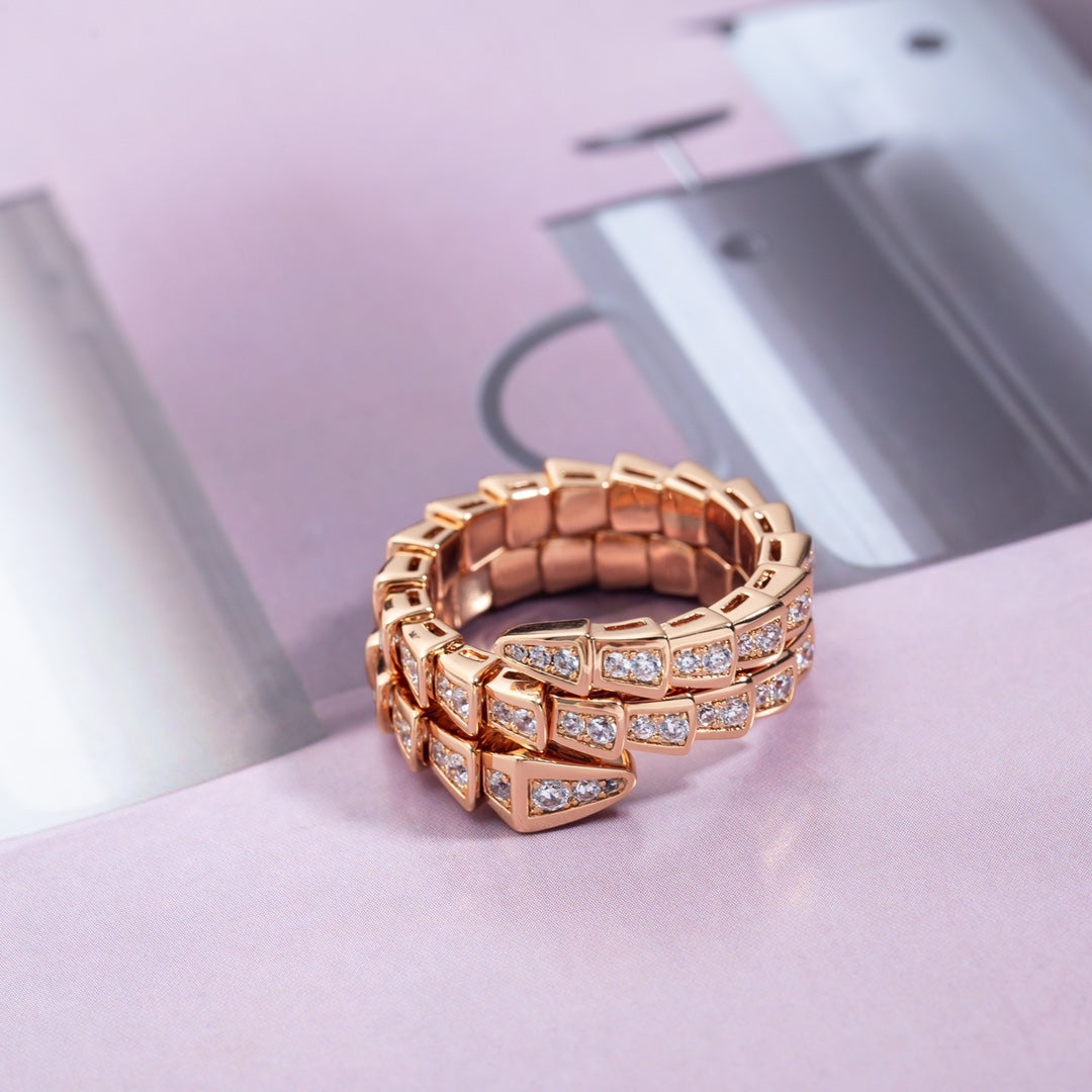 [TENDANCES]BAGUE SERPENTI OR ROSE DIAMANT DOUBLE RANGÉE