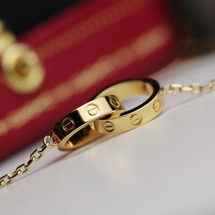 [TENDENCIAS]COLLAR LOVE DOBLE ANILLO ORO