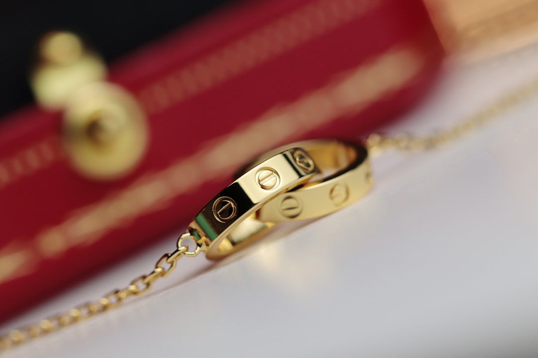 [TRENDS]LOVE NECKLACE DOUBLE RING GOLD