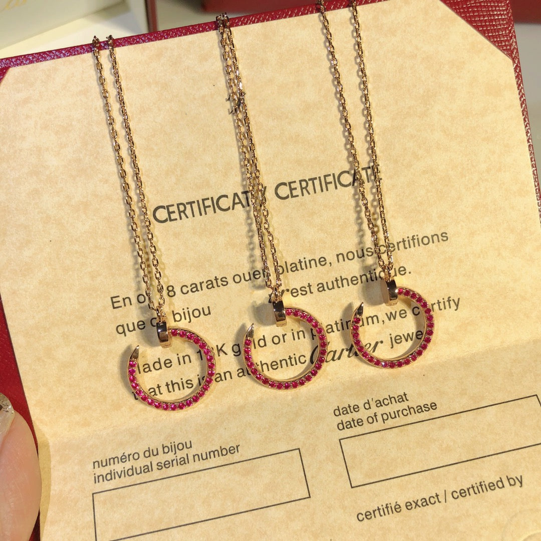 [TRENDS]JUSTE NECKLACE PINK GOLD RED DIAMONDS