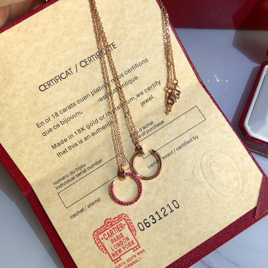 [TRENDS]JUSTE NECKLACE PINK GOLD RED DIAMONDS