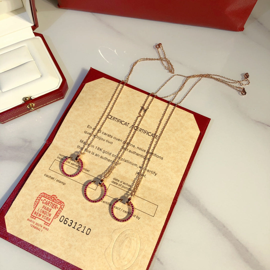 [TRENDS]JUSTE NECKLACE PINK GOLD RED DIAMONDS