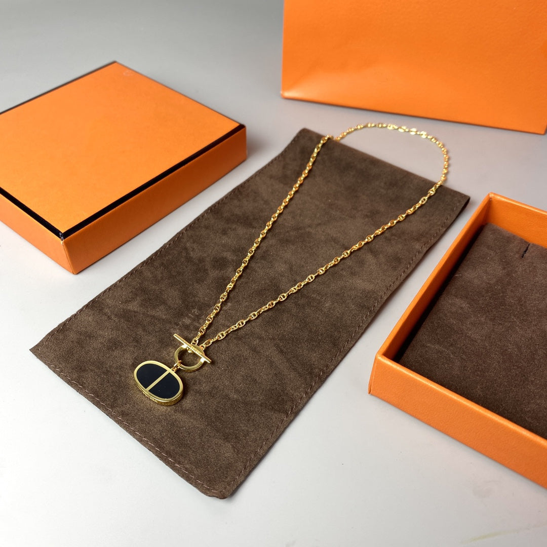 [TRENDS]CHAINE VERSO BLACK CERAMIC NECKLACE