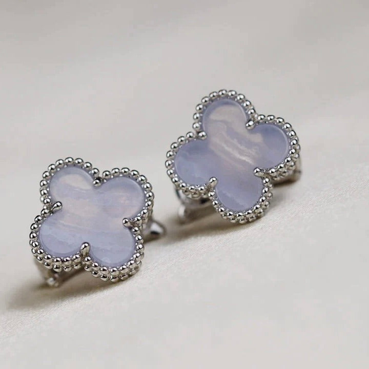 [TRENDS]CLOVER MEDIUM 1 MOTIFS  WHITE MOP EARRINGS SILVER