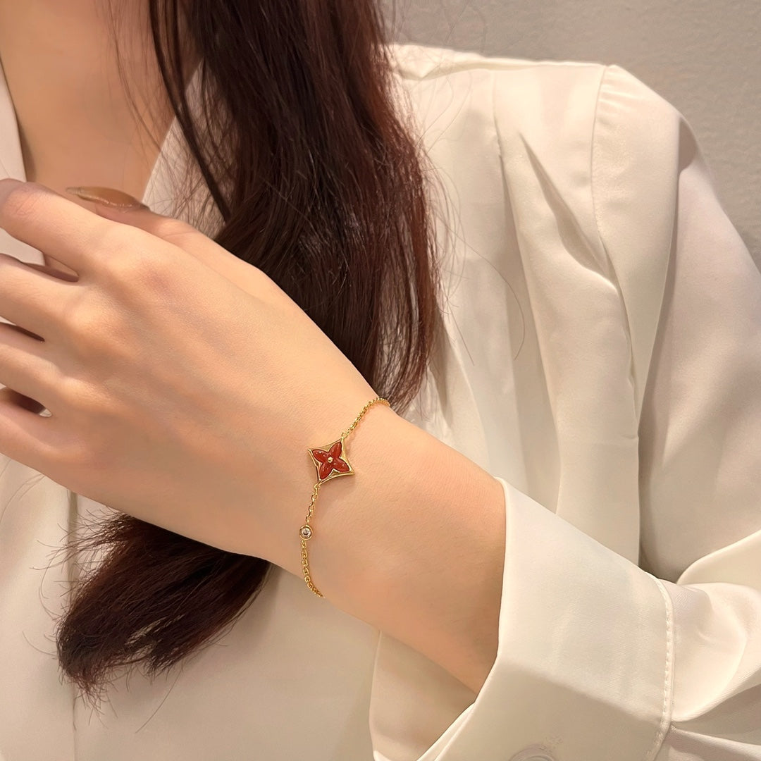 [TRENDS]COLOR STAR CARNELIAN PINK GOLD DIAMOND BRACELET