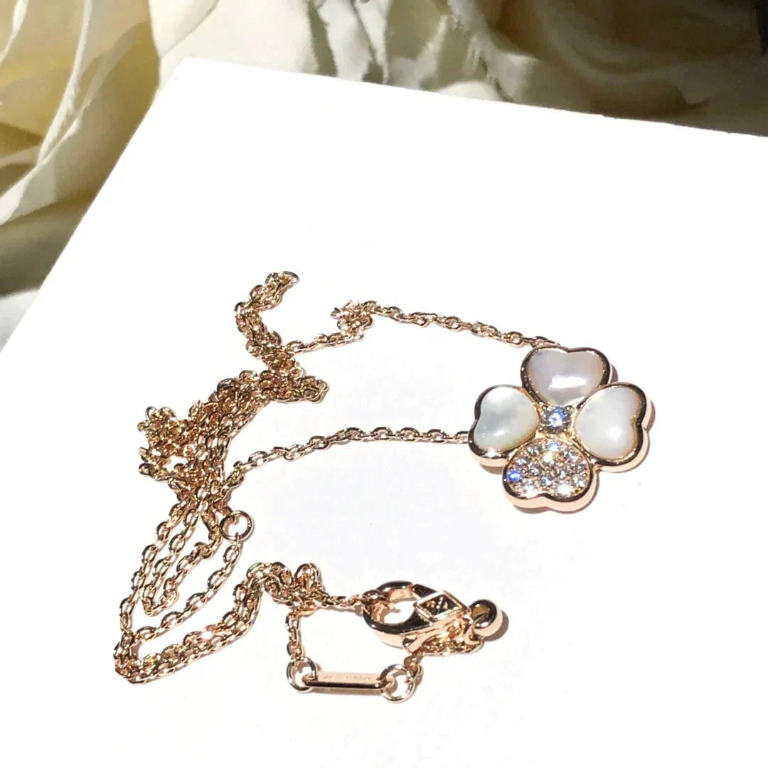 [TRENDS]CLOVER MOP DIAMOND ROSE GOLD NECKLACE