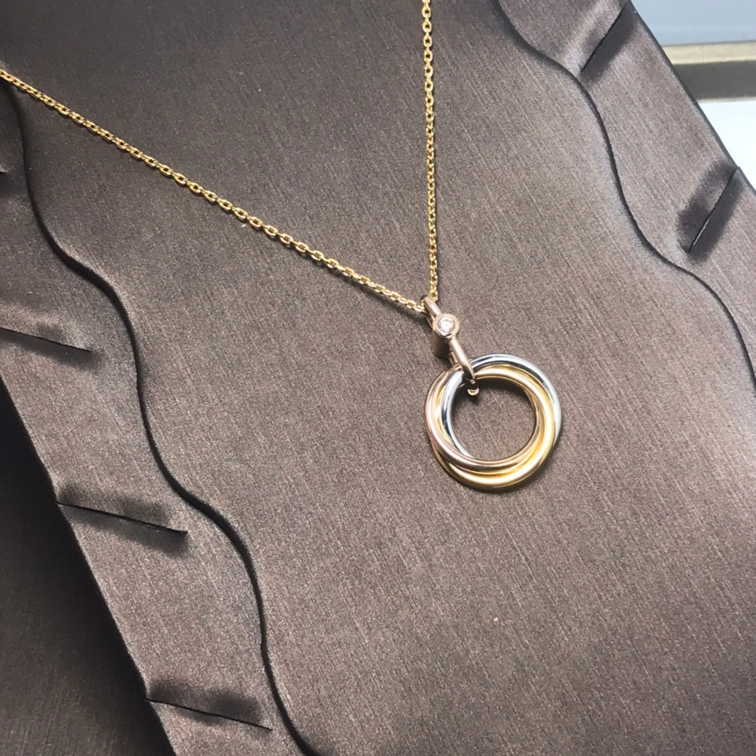 [TRENDS]TRINITY SILVER GOLD PINK GOLD NECKLACE