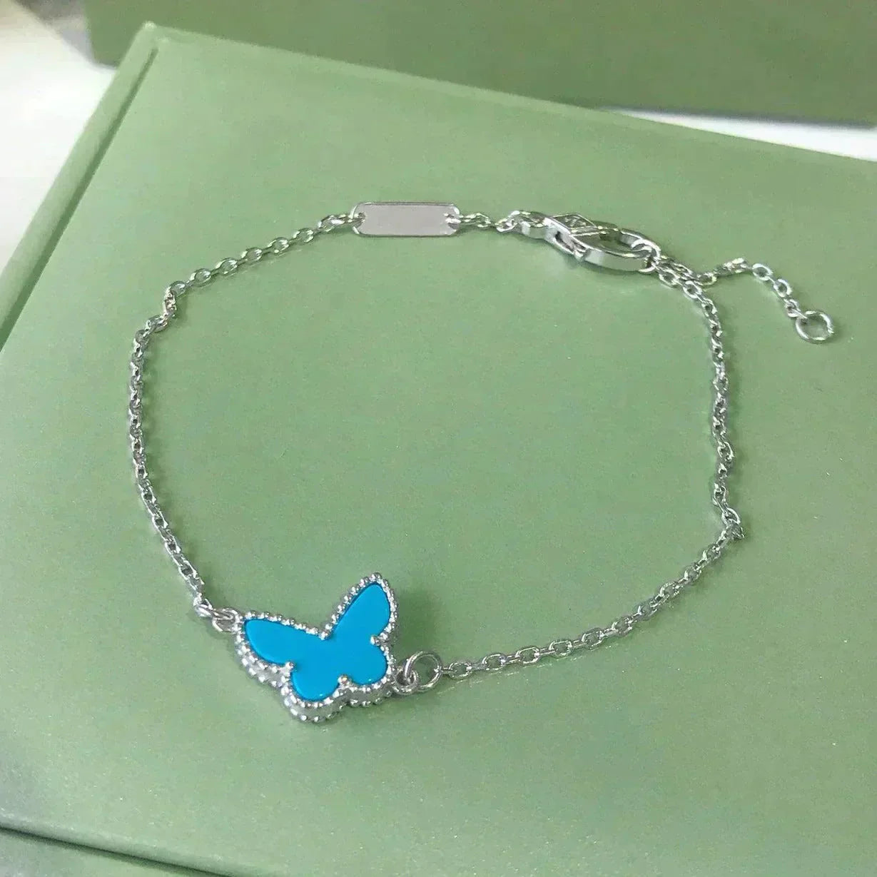 [TENDENCIAS]PULSERA MARIPOSA MARIPOSA TURQUESA PLATA