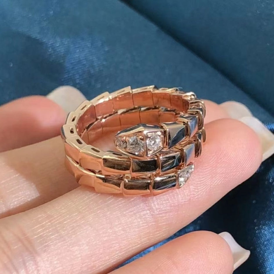 [TENDENCIAS] ANILLO SERPIENTE DE DOBLE HILERA DE DIAMANTES