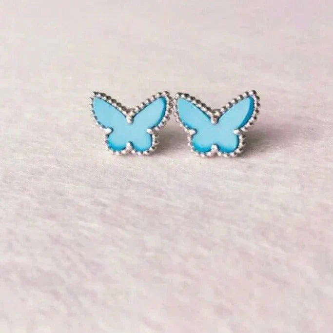 [TENDENCIAS]PENDIENTES MARIPOSA TURQUESA PLATA