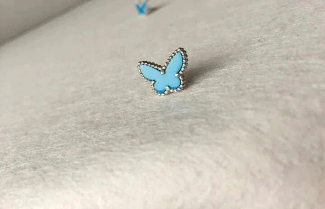 [TENDENCIAS]PENDIENTES MARIPOSA TURQUESA PLATA