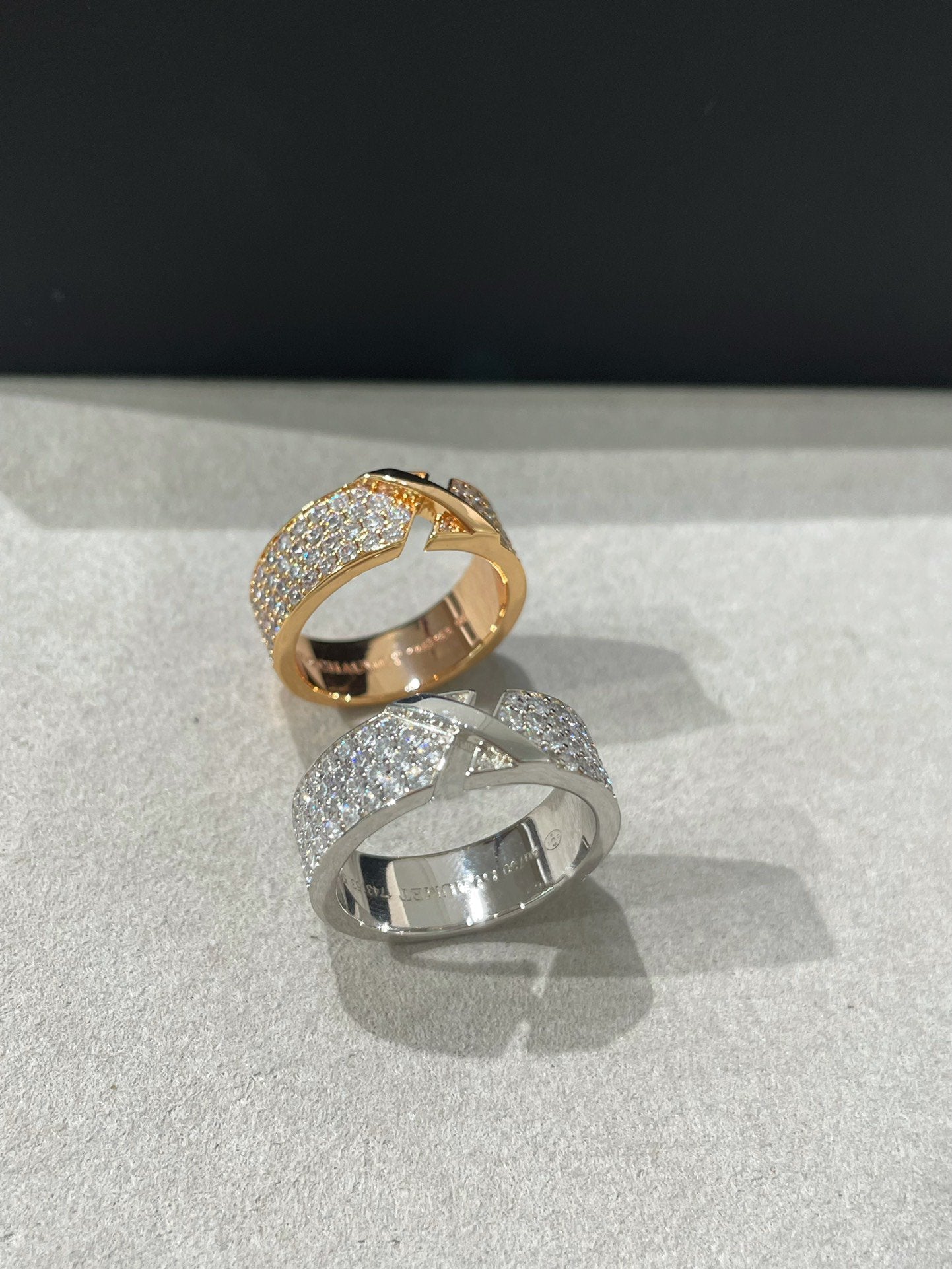 [TRENDS]LIENS EVIDENCE PINK GOLD DIAMOND PAVED RING