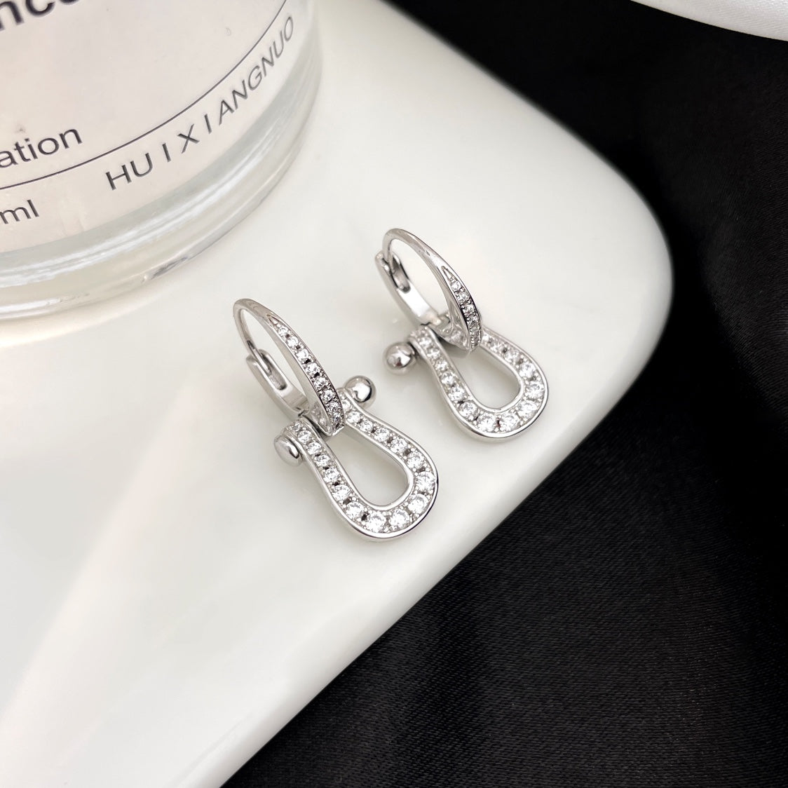 [TRENDS]FORCE 10 FULL DIAMOND DROP EARRINGS MEDIUM MODEL