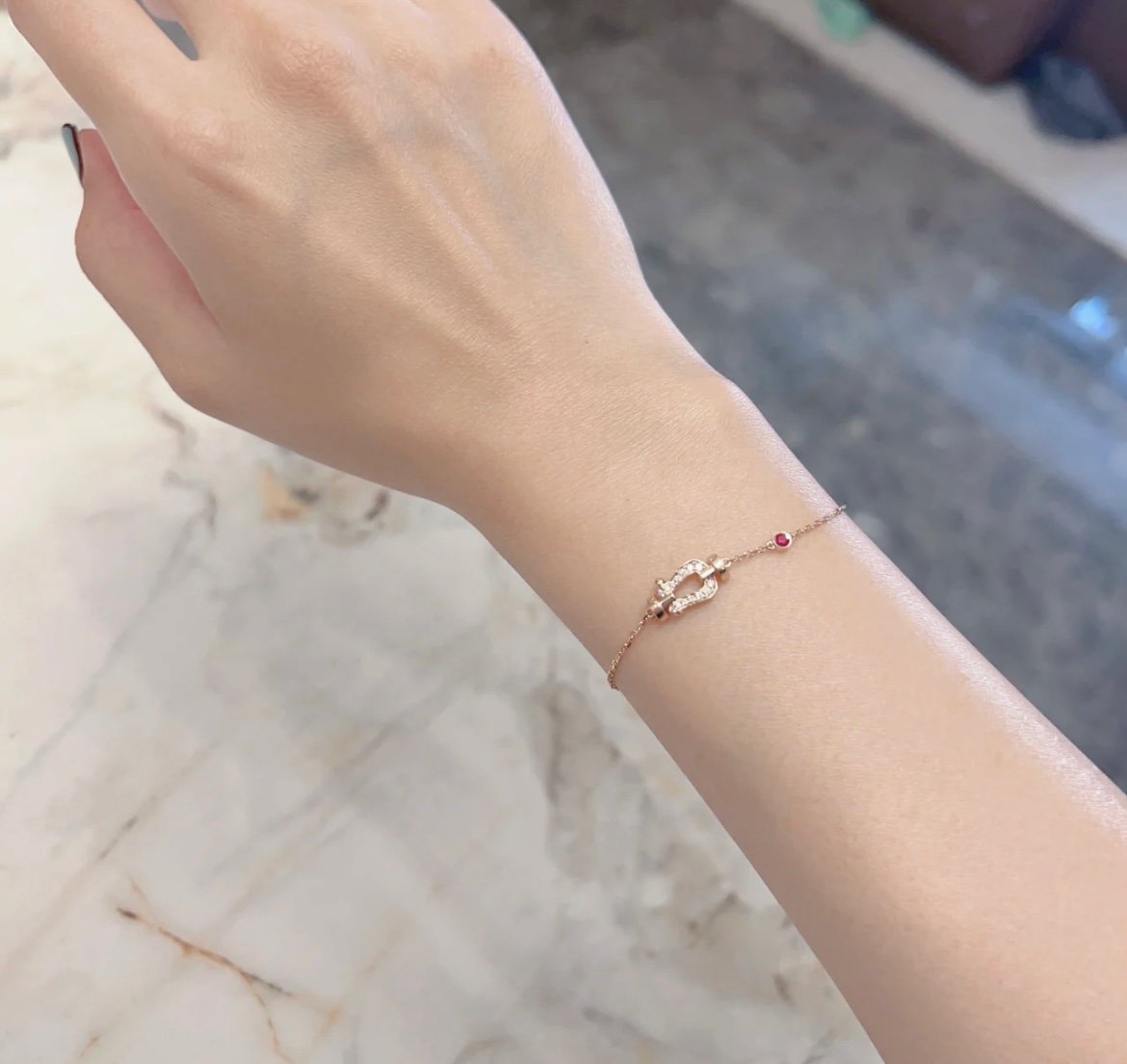 [TRENDS]FORCE 10 DIAMOND CHAIN LINK PINK GOLD BRACELET