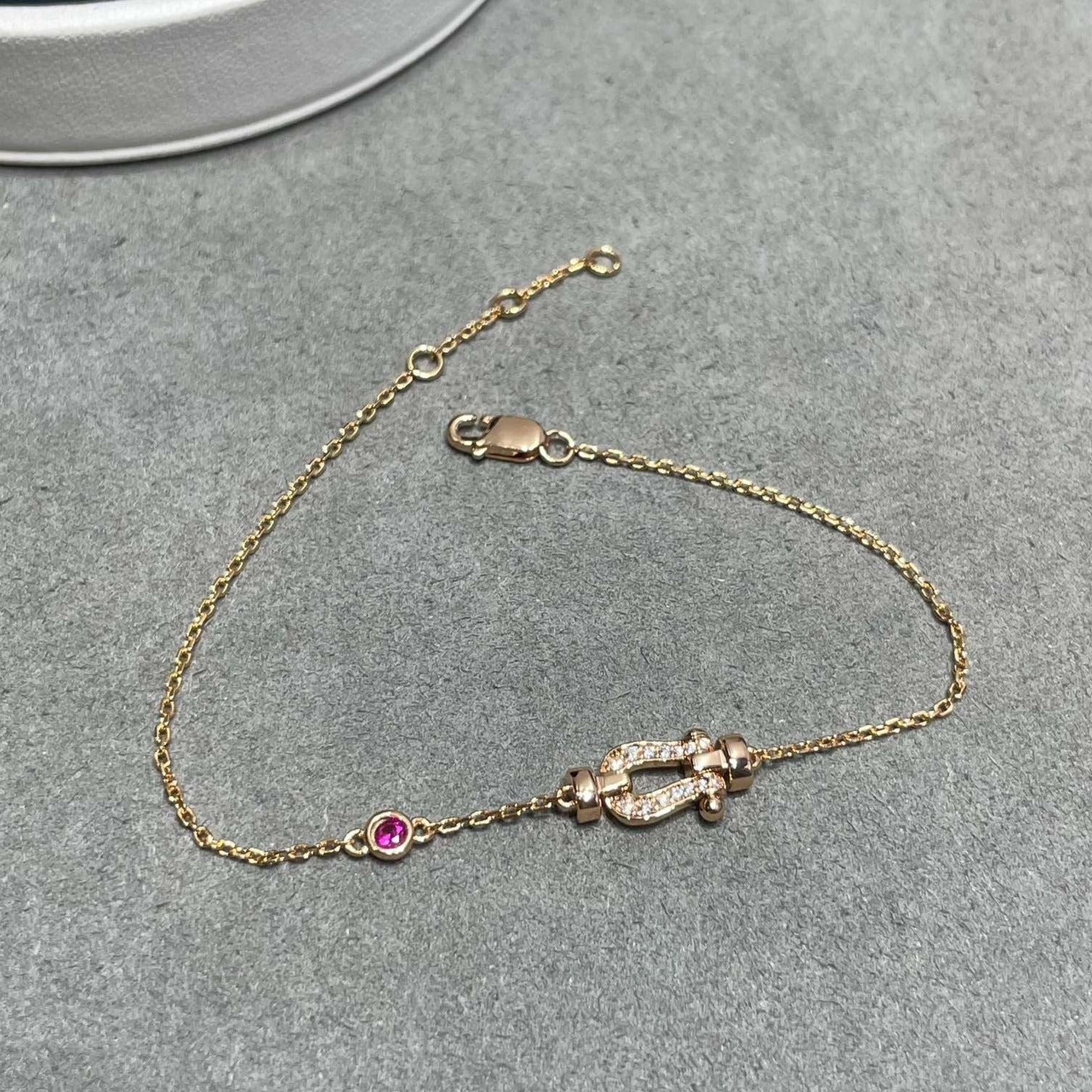 [TRENDS]FORCE 10 DIAMOND CHAIN LINK PINK GOLD BRACELET