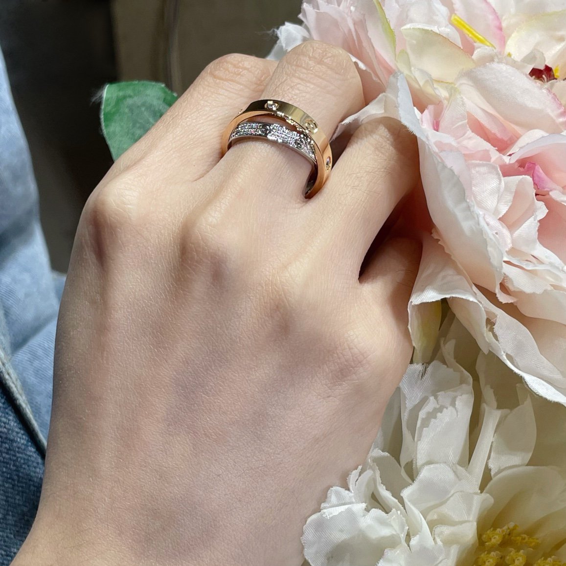 [TENDANCES] BAGUE DOUBLE LOVE OR ROSE ARGENT DIAMANT