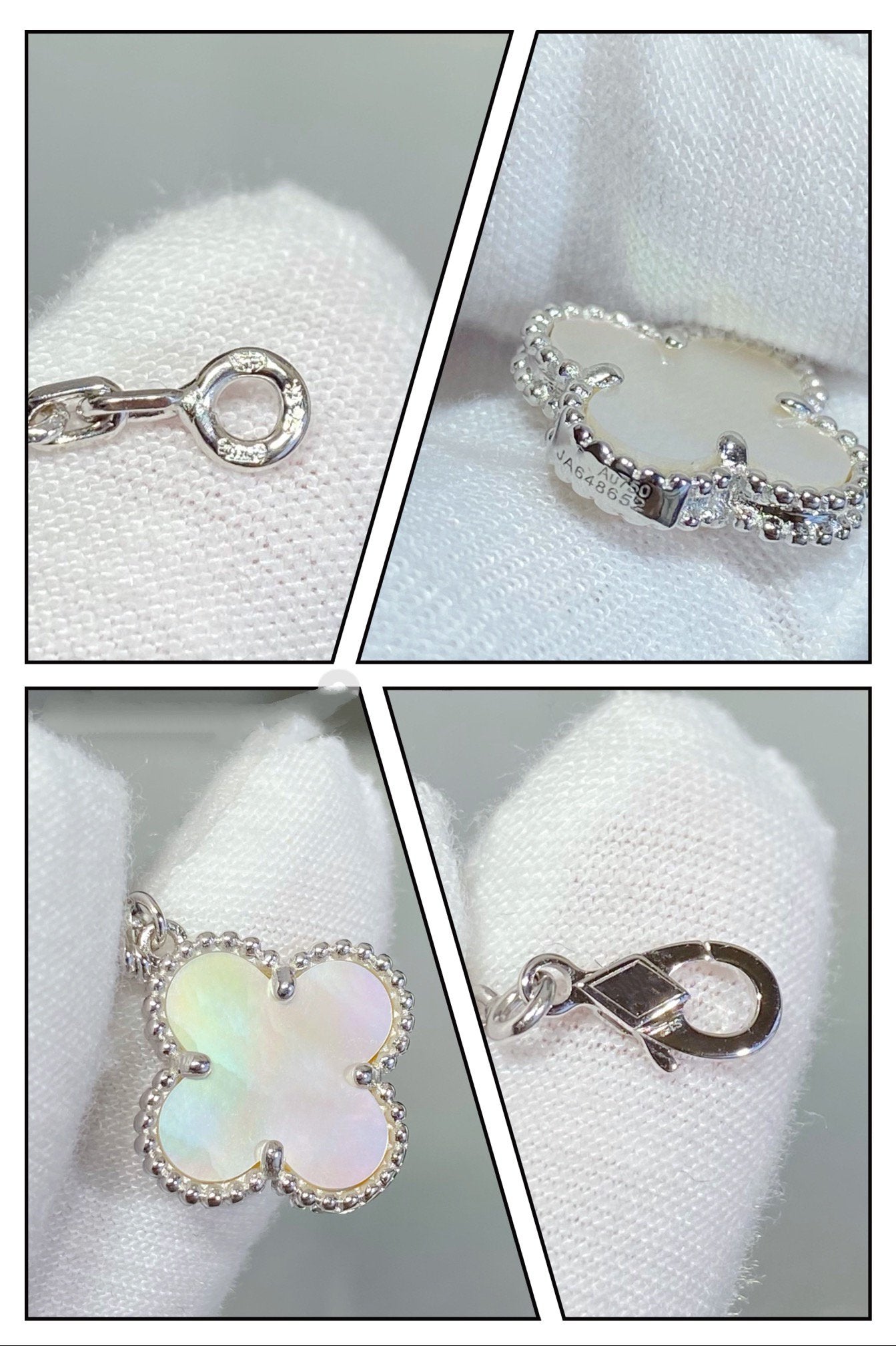 [TRENDS]CLOVER 5 MOTIF WHITE MOP SILVER BRACELET