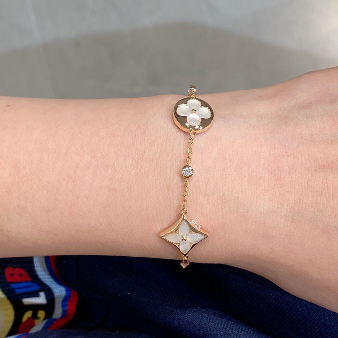 [TENDENCIAS] PULSERA ORO ROSA BLANCO MOTIVO ESTRELLA Y SOL 4 