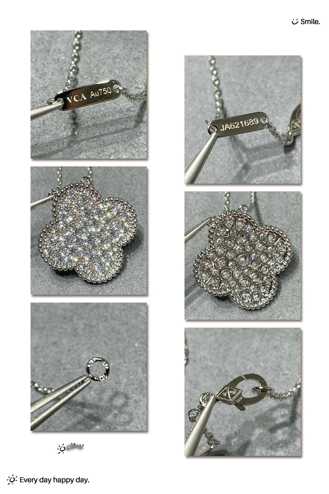 [TENDANCES] COLLIER EN ARGENT PAVÉ DE DIAMANTS AVEC PENDENTIF CLOVER 25MM