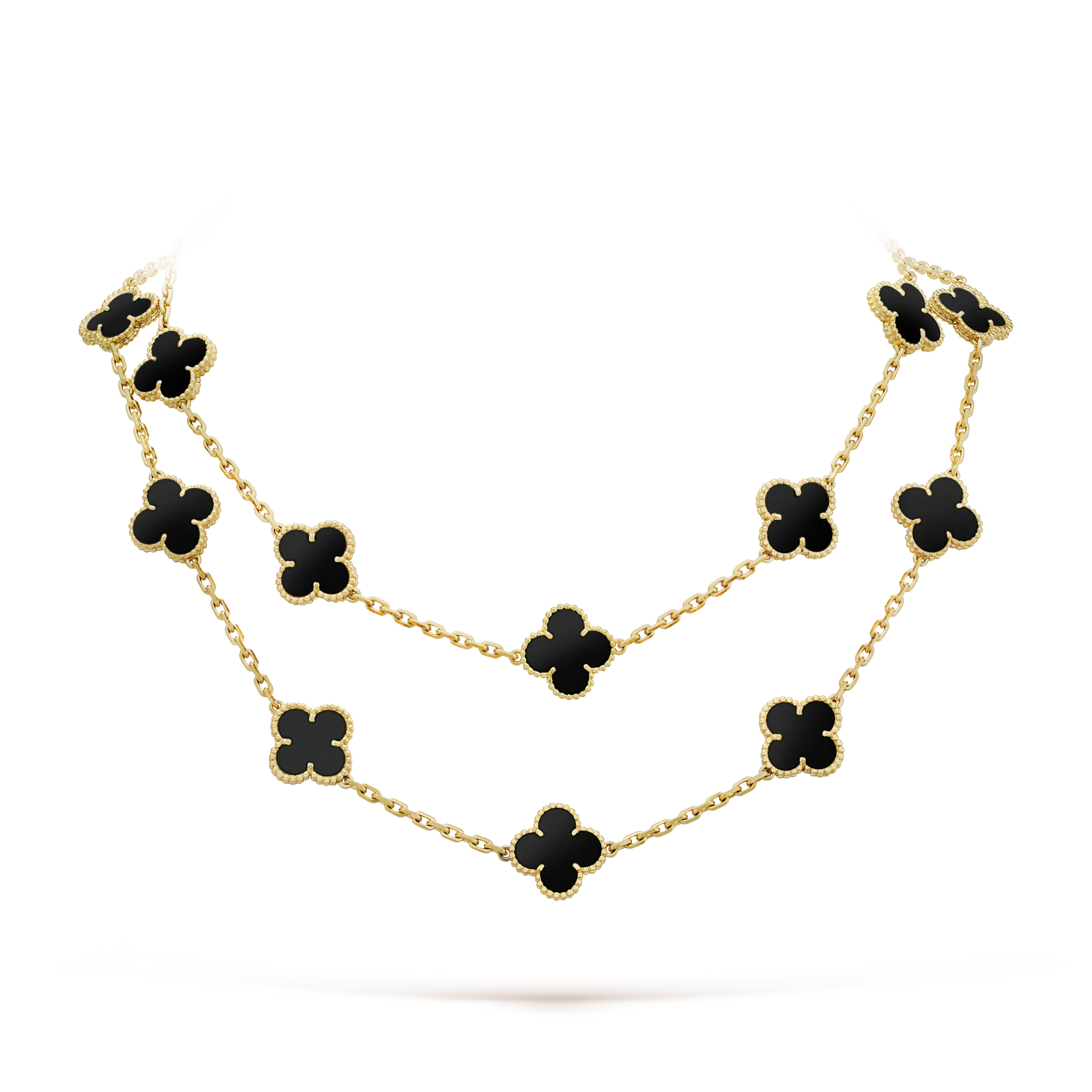 [TRENDS]CLOVER 20 MOTIFS ONYX NECKLACE