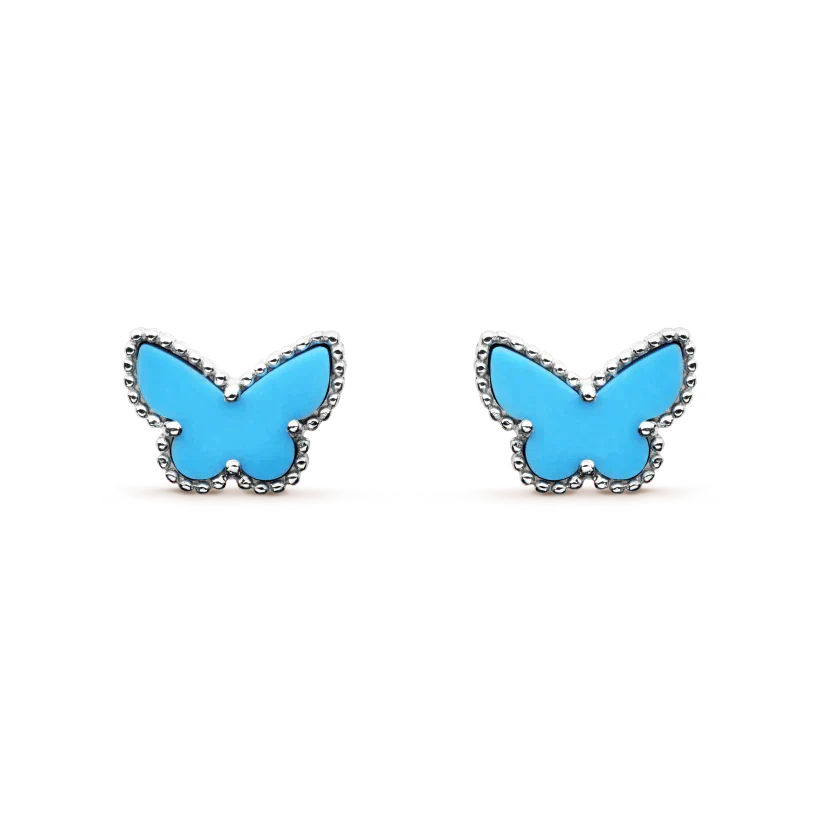 [TENDENCIAS]PENDIENTES MARIPOSA TURQUESA PLATA