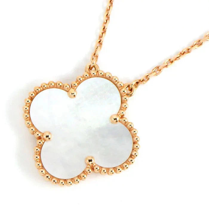 COLLIER NACRE BLANCHE CLOVER 15MM