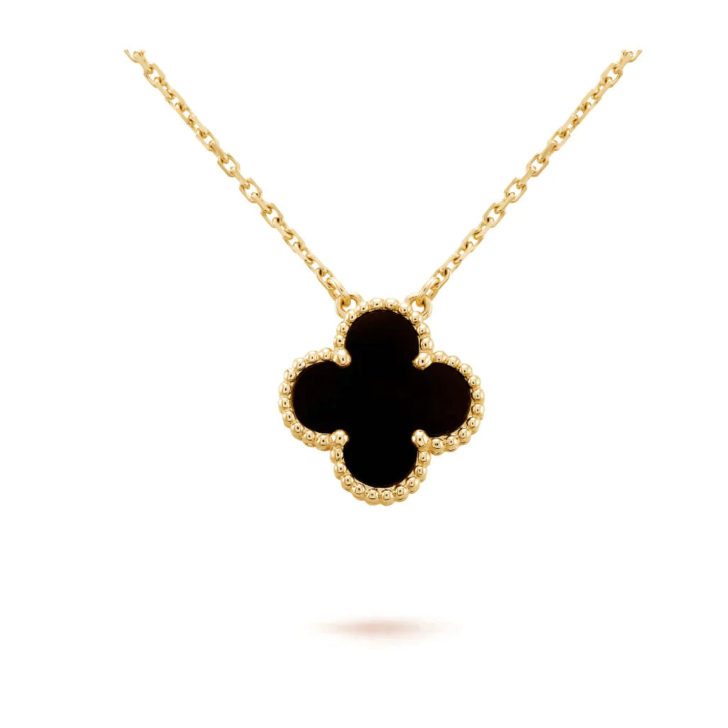 [TENDANCES] COLLIER À FLEUR UNIQUE EN ONYX NOIR 15 MM CLOVER