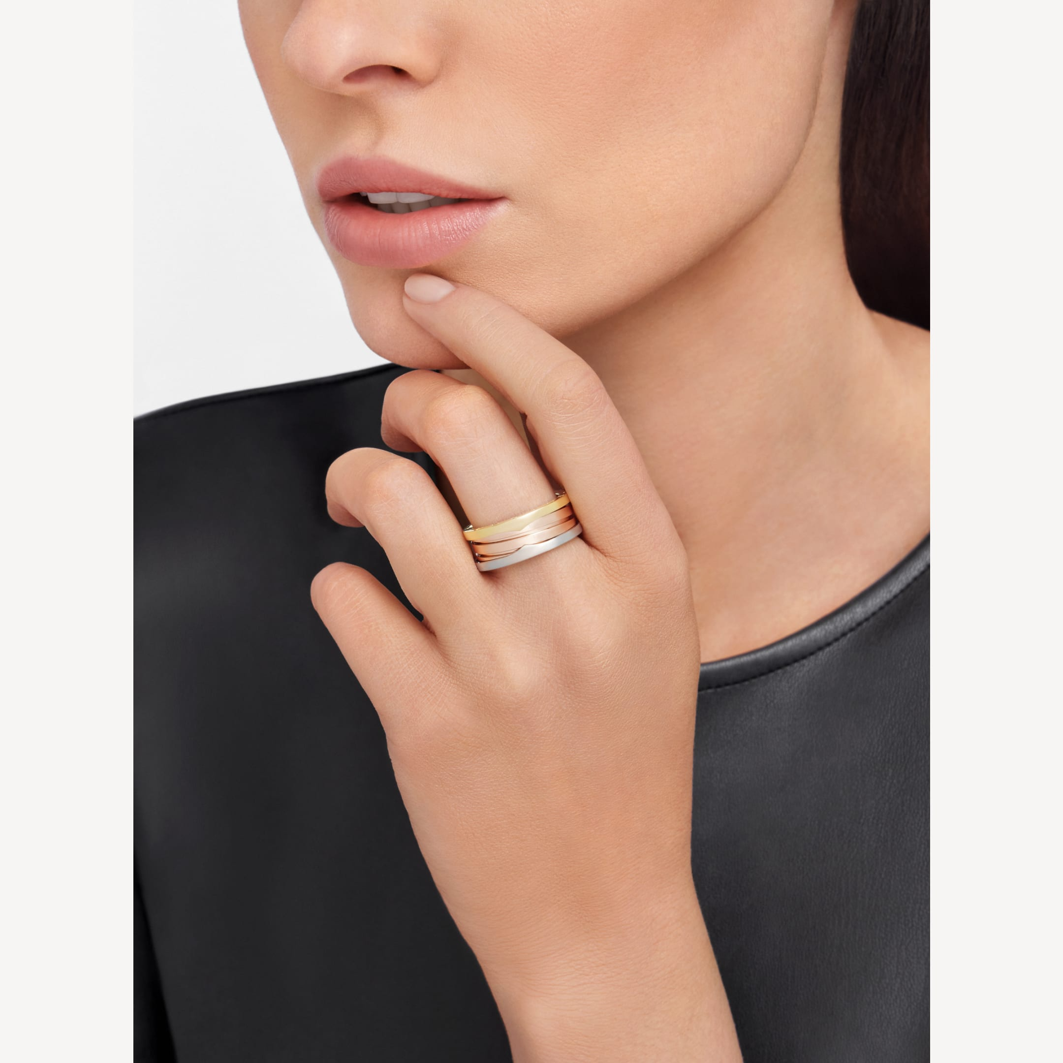 [TENDANCES]BAGUE ZERO 1 TROIS BANDES ROSE BLANCHE ET JAUNE