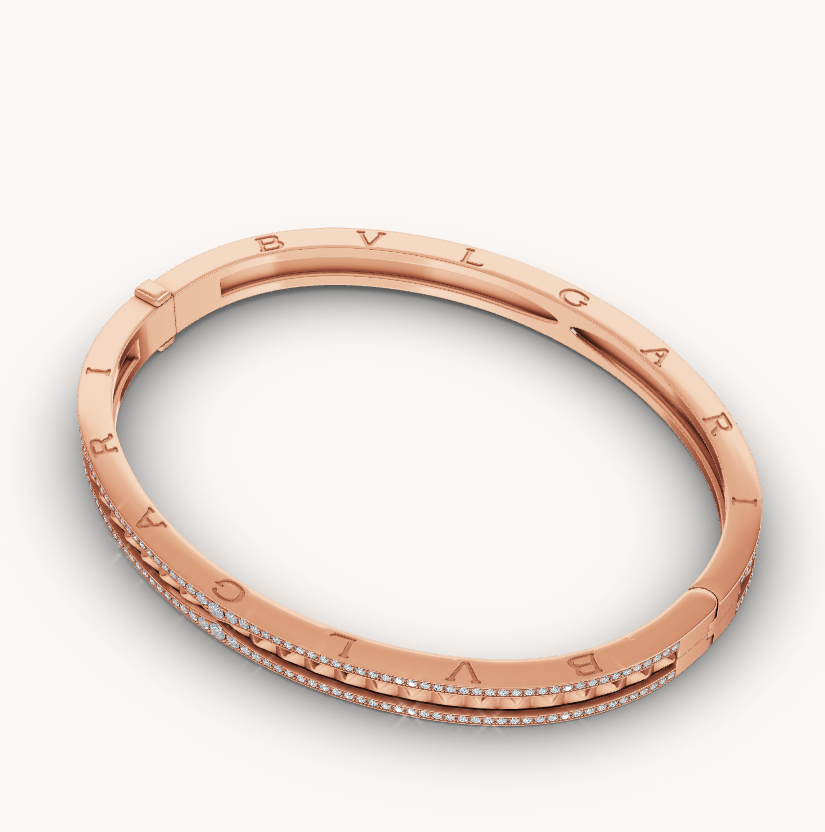 [TRENDS]ZERO 1 SPIRAL AND PAVED DIAMOND PINK GOLD BRACELET