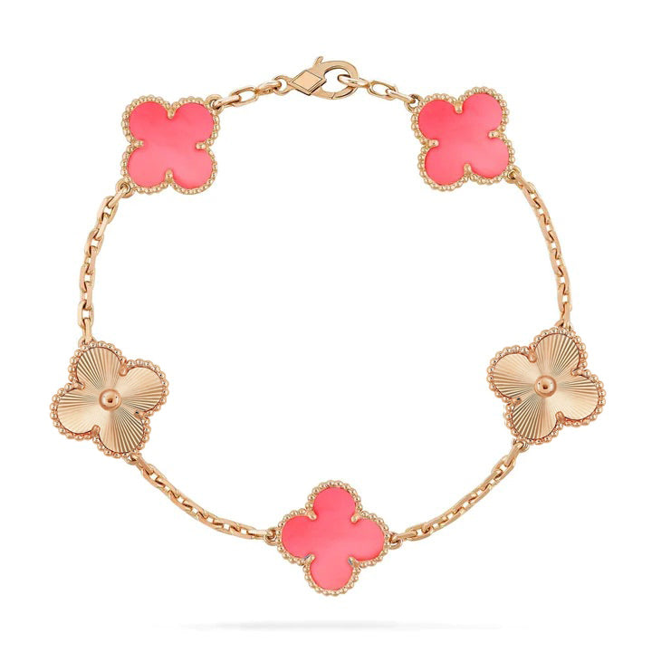 [TENDENCIAS] PULSERA TRÉBOL 5 MOTIVOS ROSA Y ORO ROSA