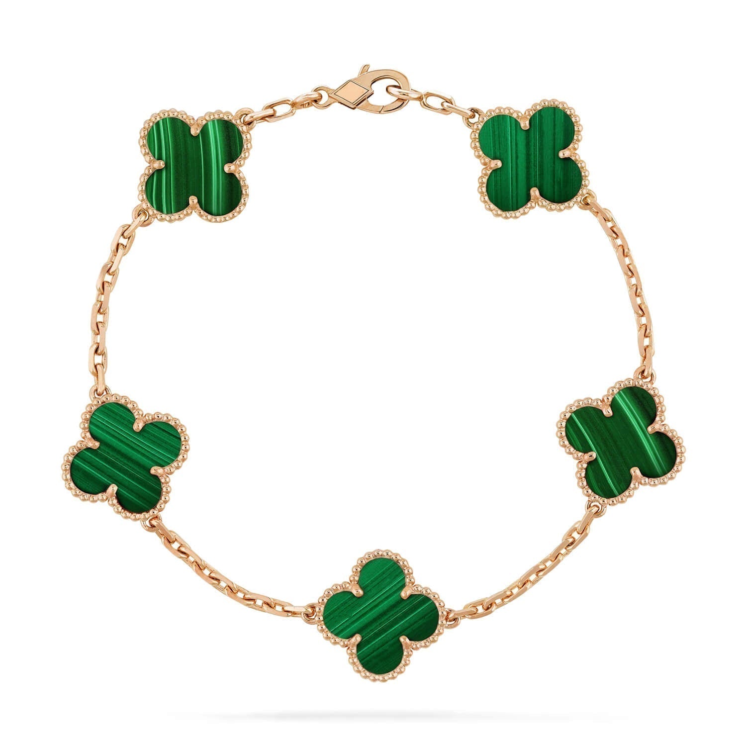 [TRENDS]CLOVER 5 MOTIFS MALACHITE BRACELET