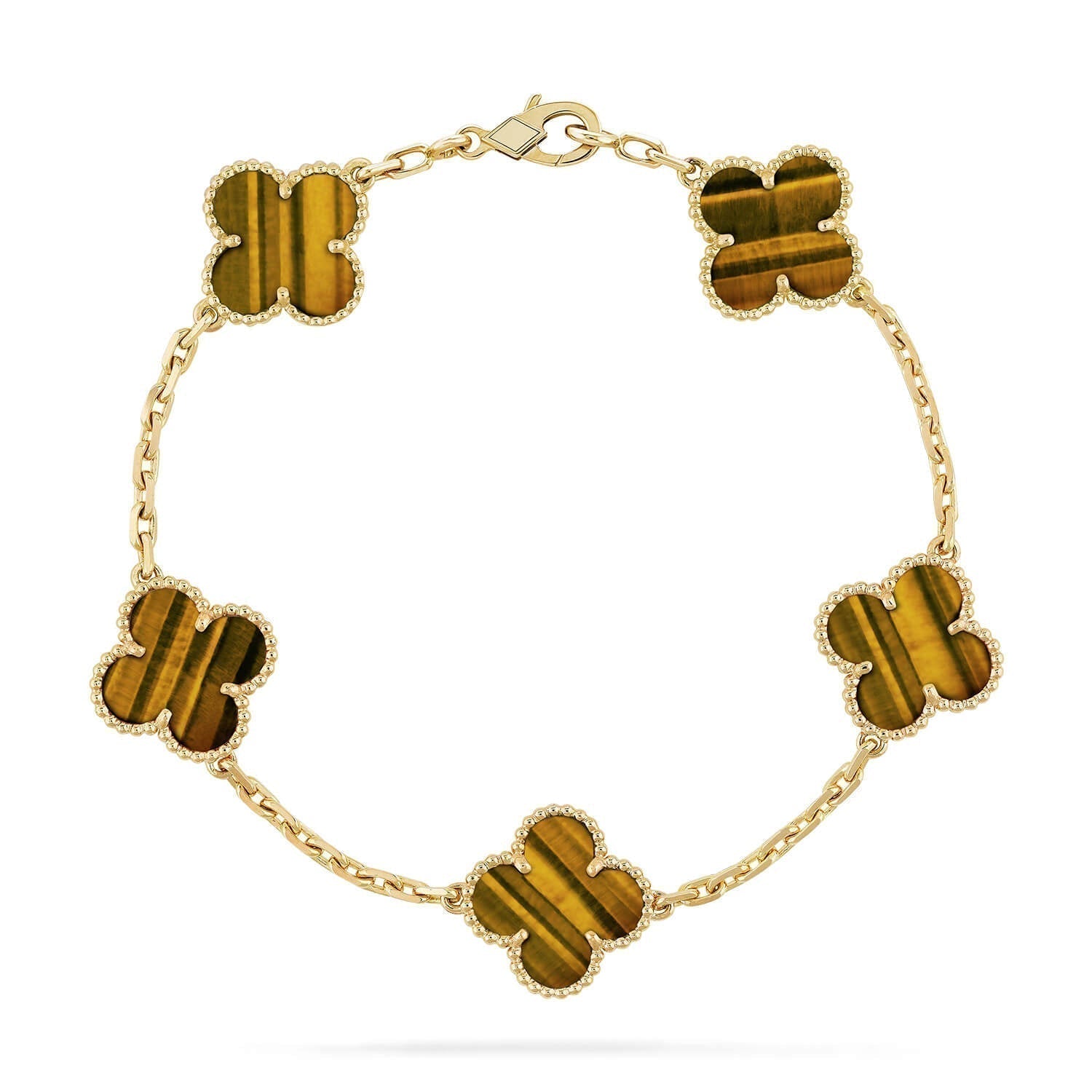 [TRENDS]CLOVER  5 MOTIFS TIGER EYE BRACELET