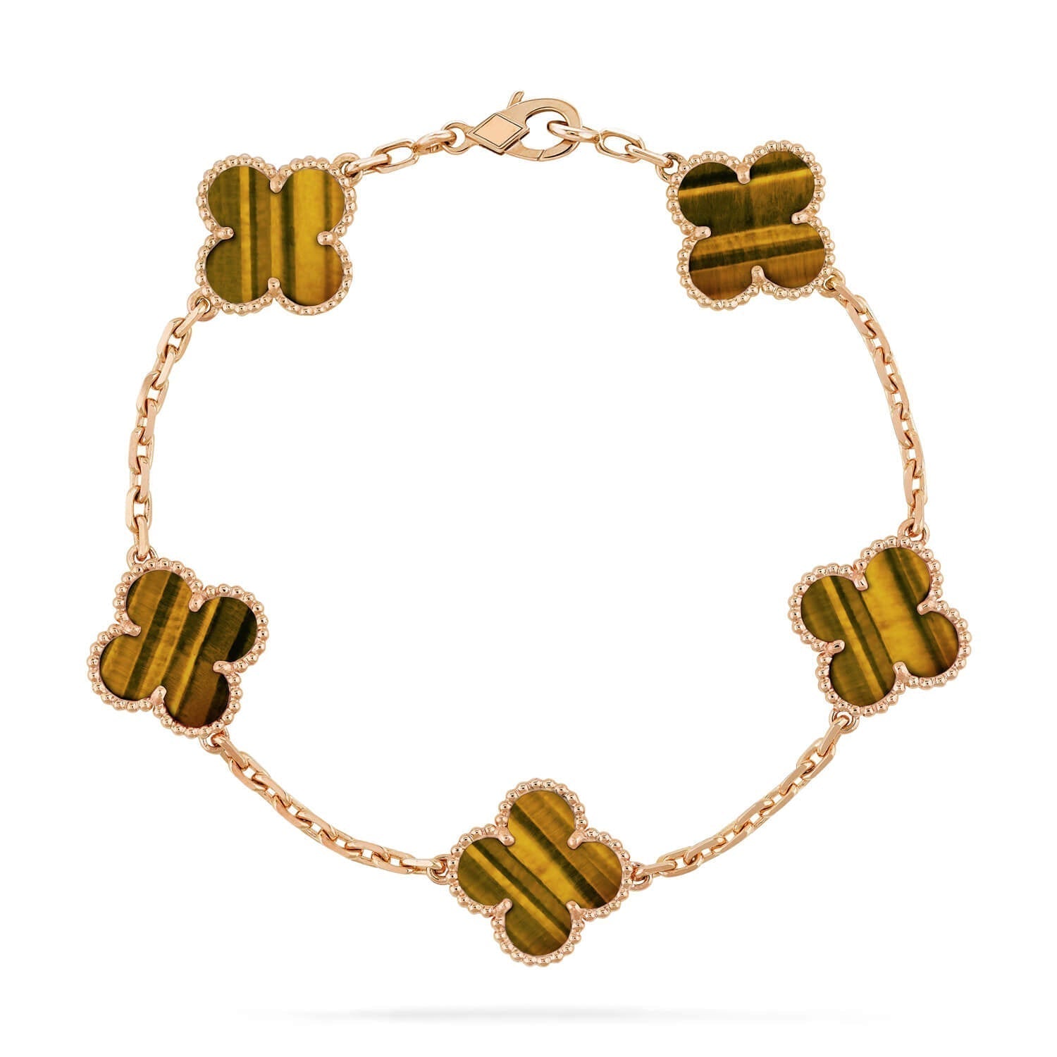 [TRENDS]CLOVER  5 MOTIFS TIGER EYE BRACELET