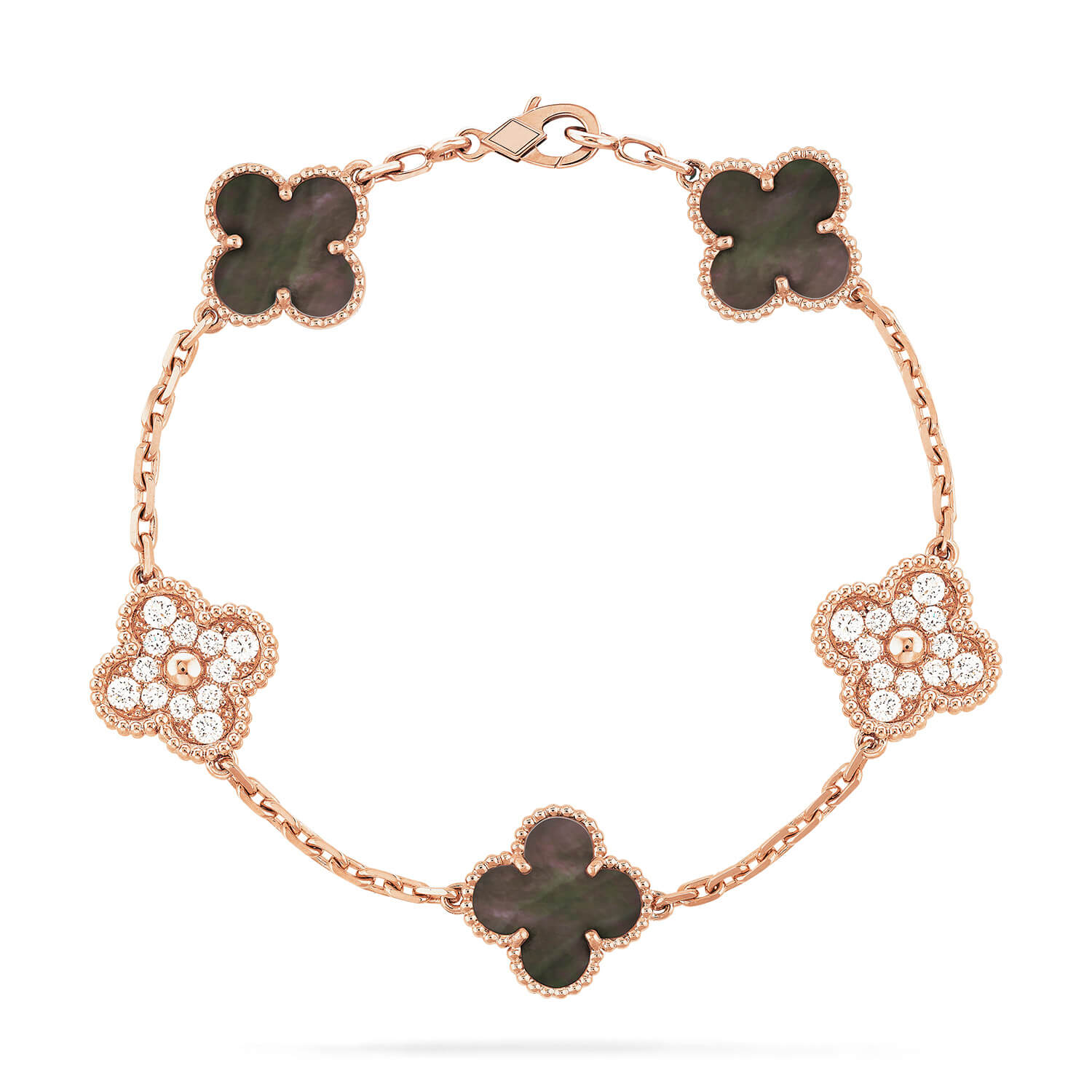 [TENDENCIAS] PULSERA DE DIAMANTES CON MOTIVO CLOVER 5 EN GRIS