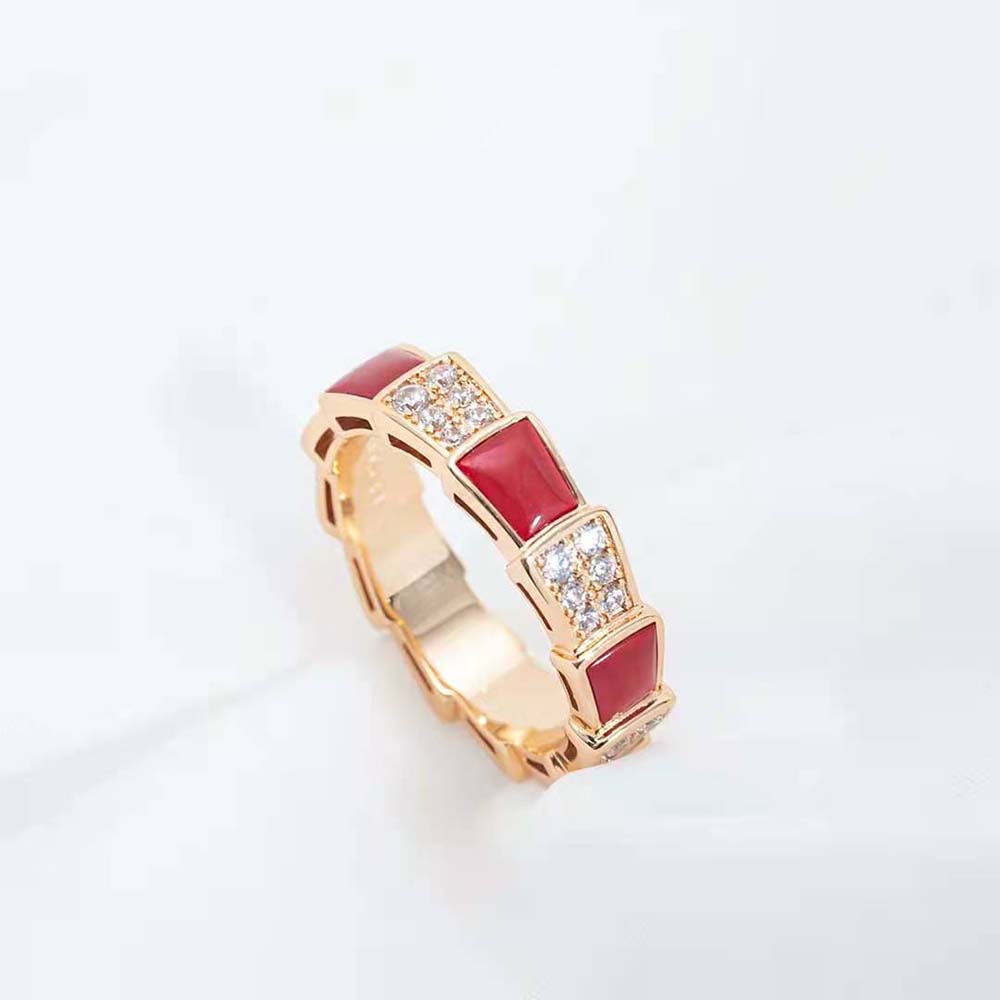 [TENDANCES]BAGUE SERPENTI OR ROSE CORNALINE PAVÉE DIAMANTS 4MM